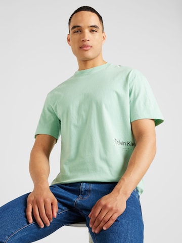 Calvin Klein Тениска 'OFF PLACEMENT' в зелено