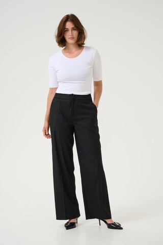 Kaffe Wide Leg Bügelfaltenhose 'Vindy' in Schwarz