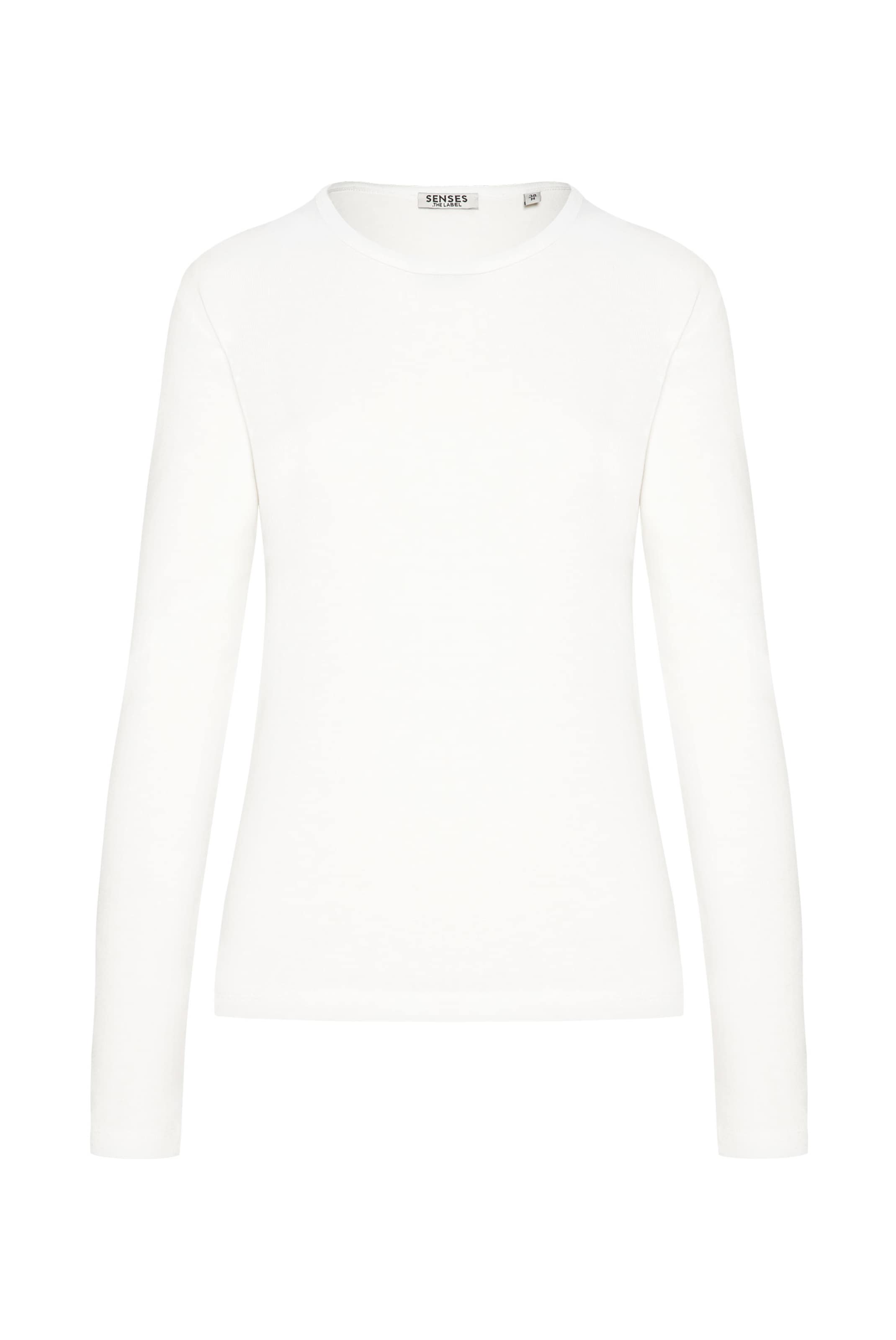 SENSES.THE LABEL Basic Longsleeve aus Viskose-Mix in Weiß: Vorderseite