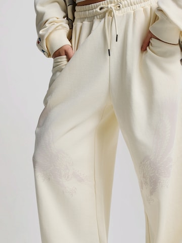 Wide Leg Pantalon 'Flying Eagle' Ed Hardy en beige