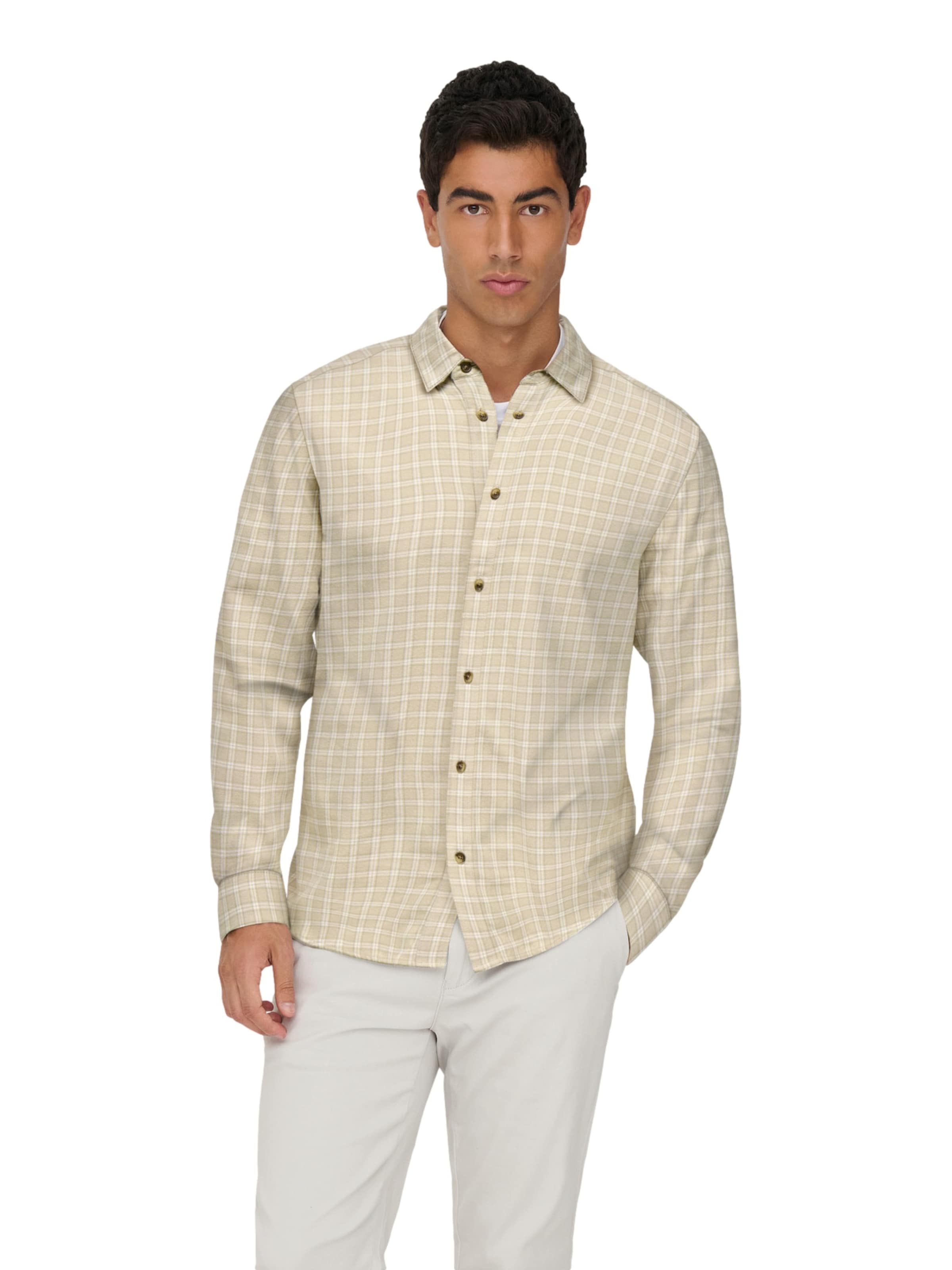 Slim fit Camicia 'ONSGudmund' di Only & Sons in beige: frontale