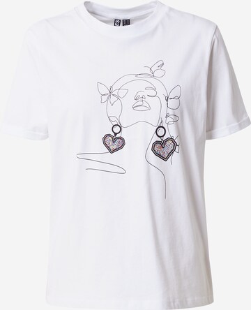 T-shirt 'KARINA' PIECES en blanc : devant