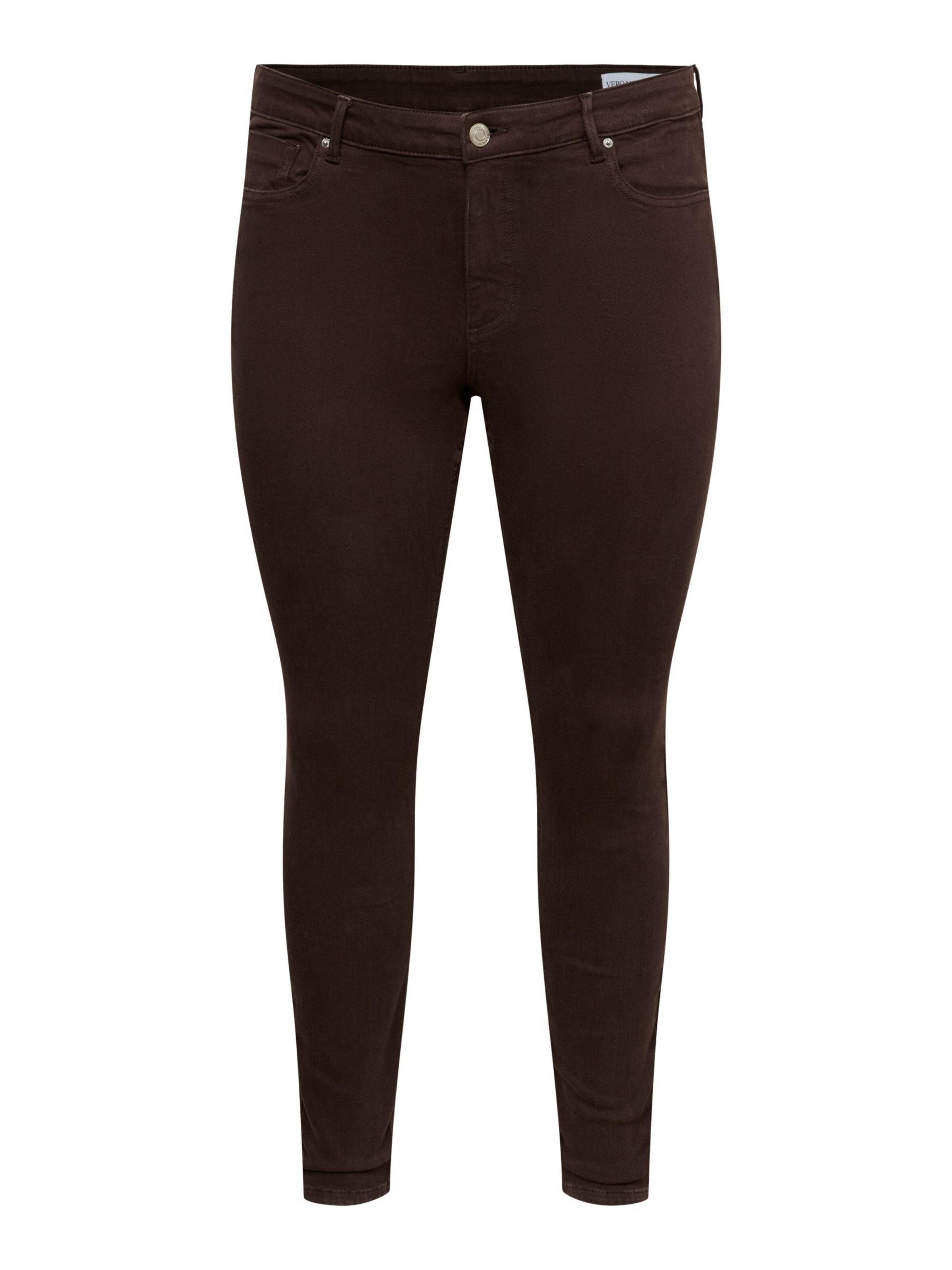 Vero Moda Curve Skinny Jeans 'VMCPOLLY' in Brown: front