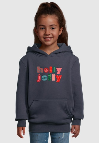 Merchcode Sweatshirt 'Christmas Holly Jolly Mood' in Blauw: voorkant