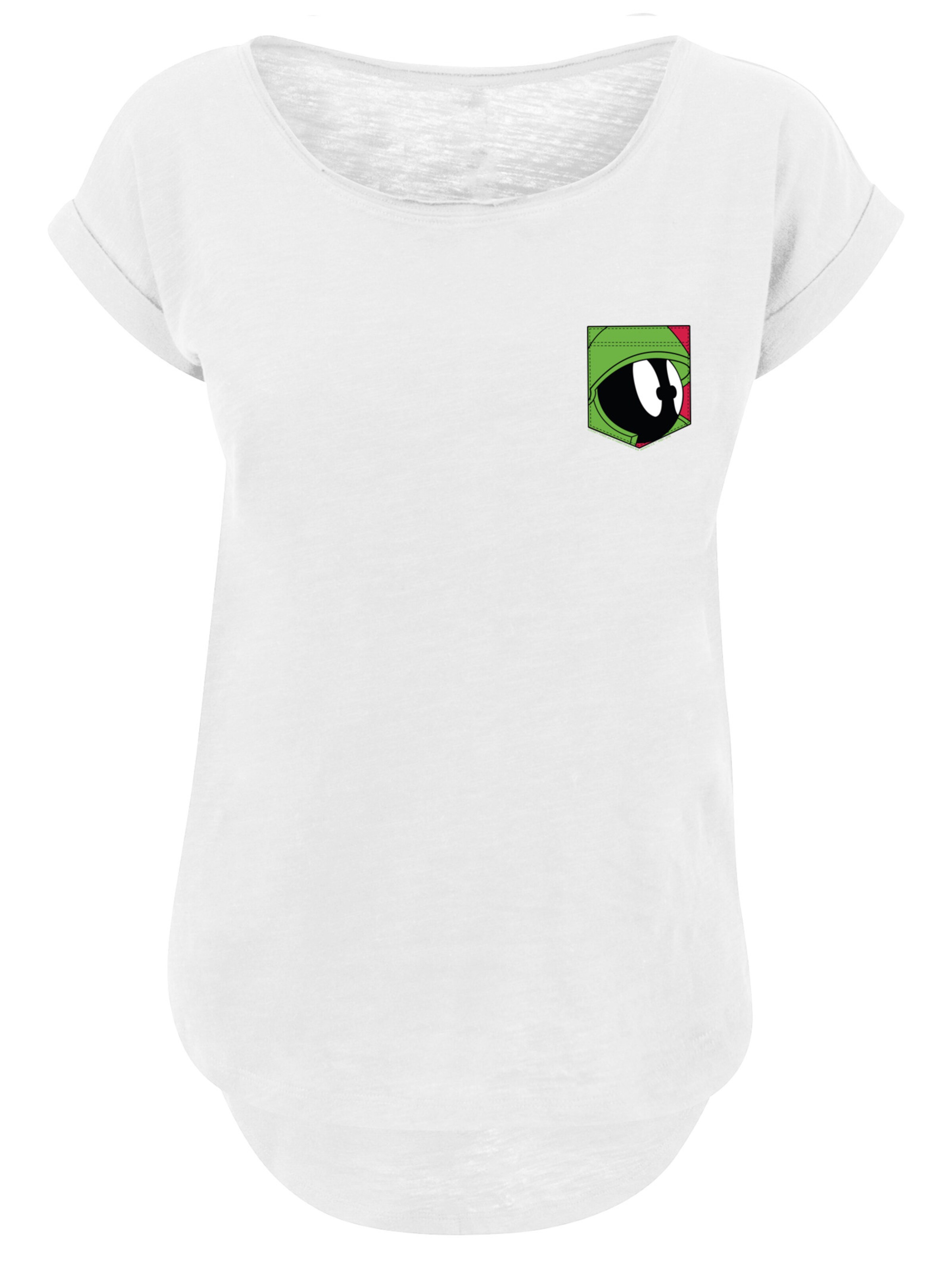 F4NT4STIC Shirt 'Looney Tunes Marvin The Martian Face' in de kleur Limoen / Bloedrood / Zwart / Wit, Productweergave