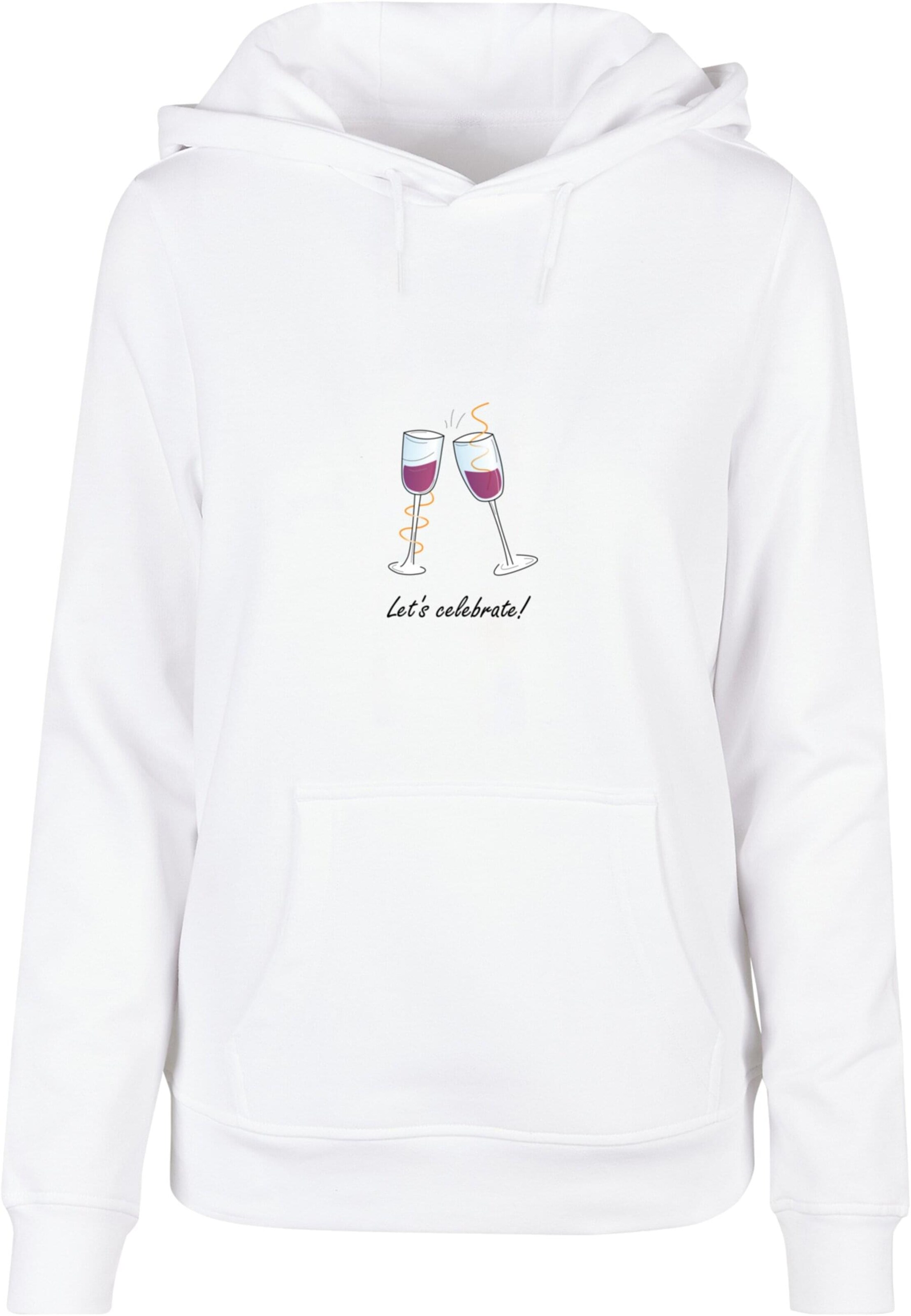 Sweat-shirt 'Lets Celebrate' Merchcode en blanc : devant