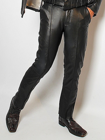 Be  Noble Regular Bügelfaltenhose 'Lederhose als elegante Bundfaltenhose'‌ in Schwarz: Vorderseite