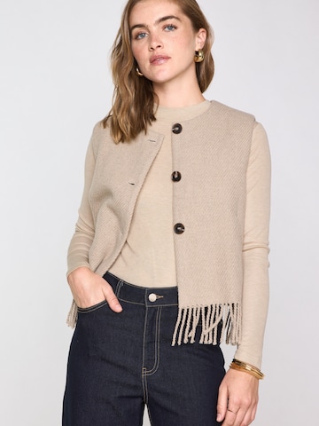 Maison 123 Knit Cardigan 'PAIGE GI FRANGES' in Beige: front