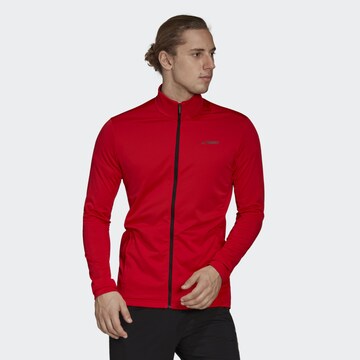 ADIDAS TERREX Athletic Fleece Jacket 'Multi Primegreen' in Red: front