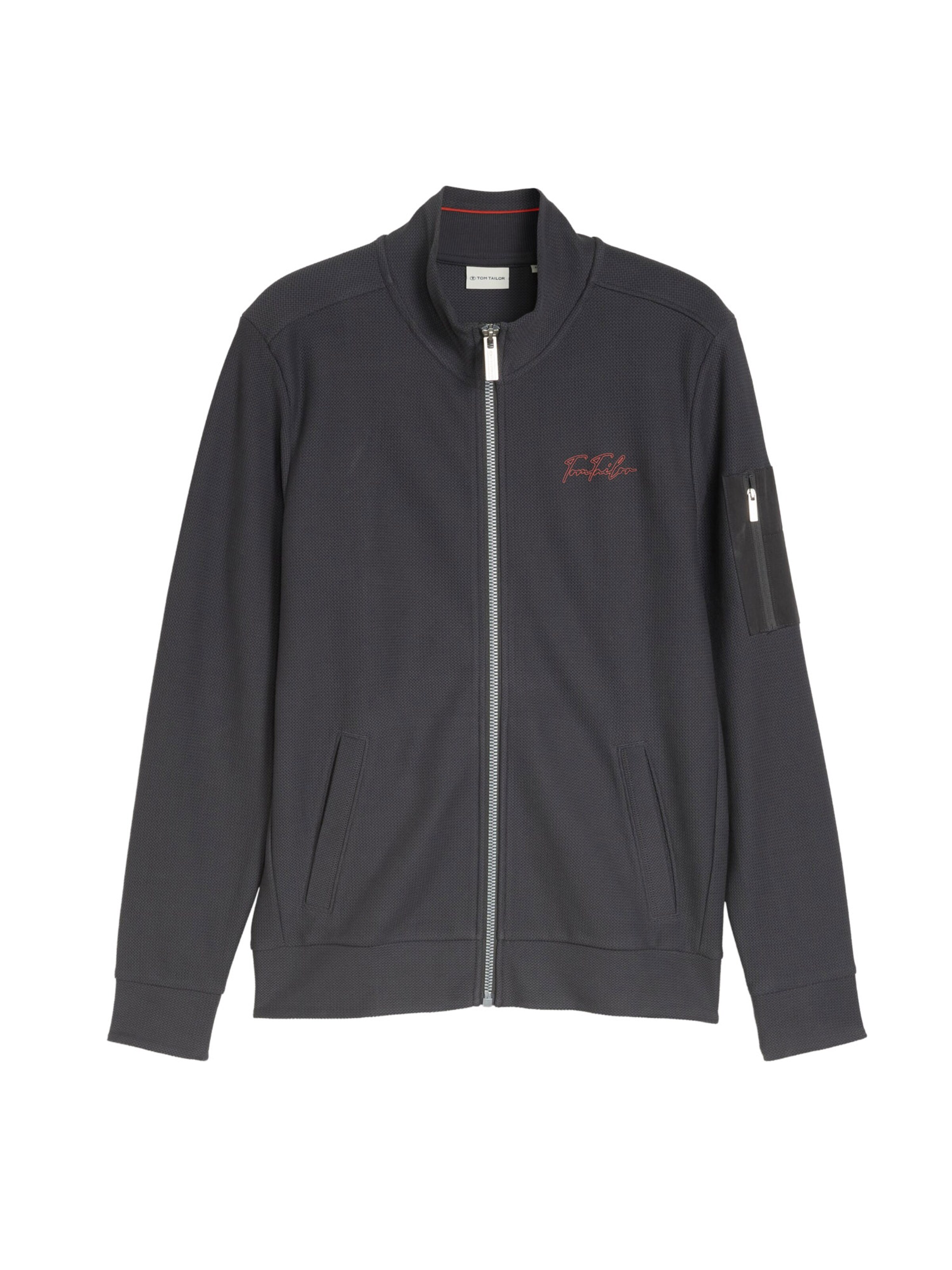 TOM TAILOR Zip-Up Hoodie in Grey: front