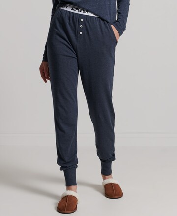 Superdry Tapered Pyjamabroek in Blauw: voorkant