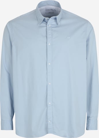 Calvin Klein Big & Tall Button Up Shirt in Blue: front