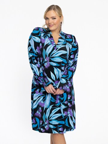 YOEK Jurk ' Print ' in Blauw: voorkant