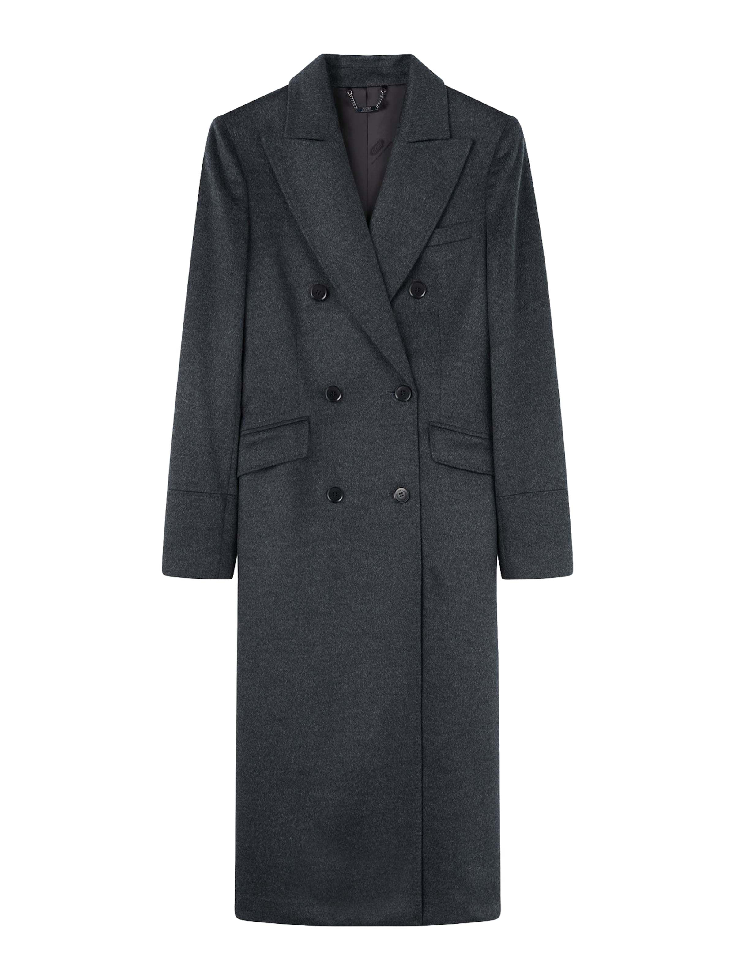 GOBI Cashmere Between-seasons coat 'Cashmere Peak Lapel Long Coat' in Anthracite, Item view