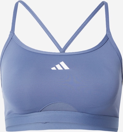 ADIDAS PERFORMANCE Soutien-gorge de sport 'Aeroreact' en bleu fumé / blanc, Vue avec produit