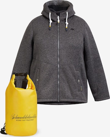 Schmuddelwedda Set: Fleecejacke und Rucksack in Grau: predná strana