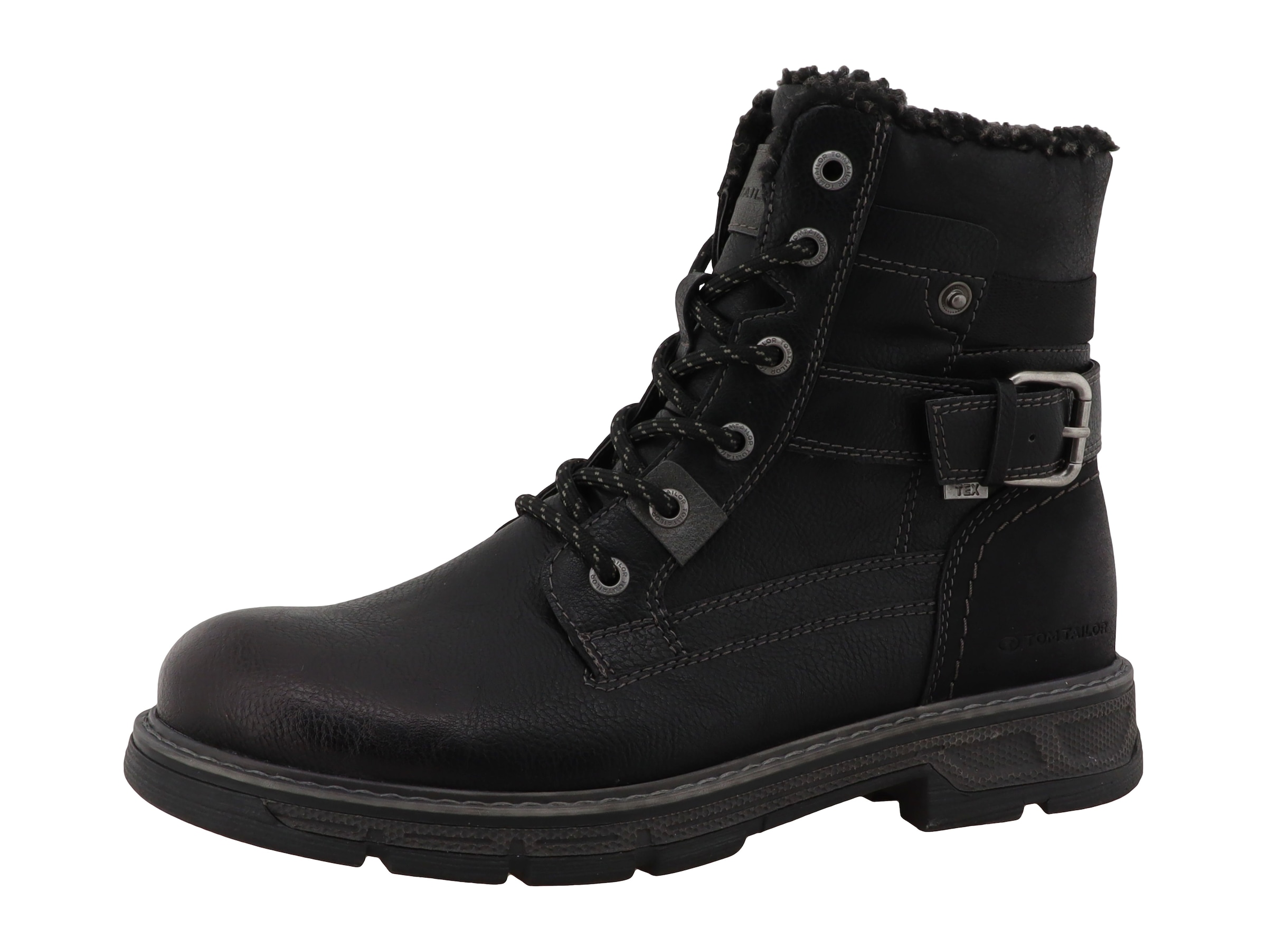 TOM TAILOR Schnürboots in Schwarz: Vorderseite