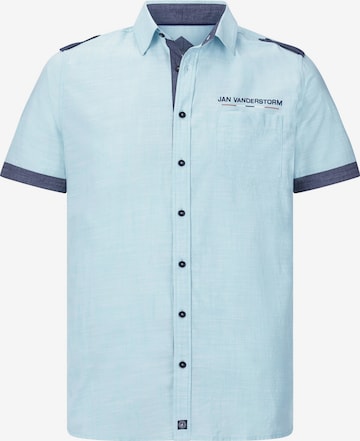 Jan Vanderstorm Comfort fit Button Up Shirt ' Melfred ' in Blue: front