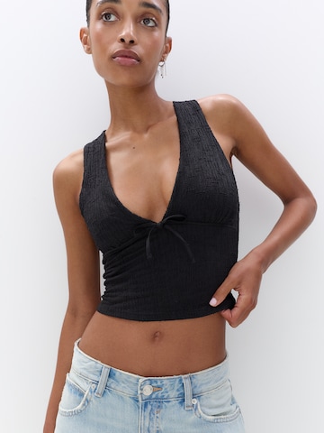 Pull&Bear Top w kolorze czarny: przód