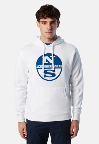 North Sails Kapuzensweatshirt Hoodie mit Maxi-Logo in Weiß: predná strana