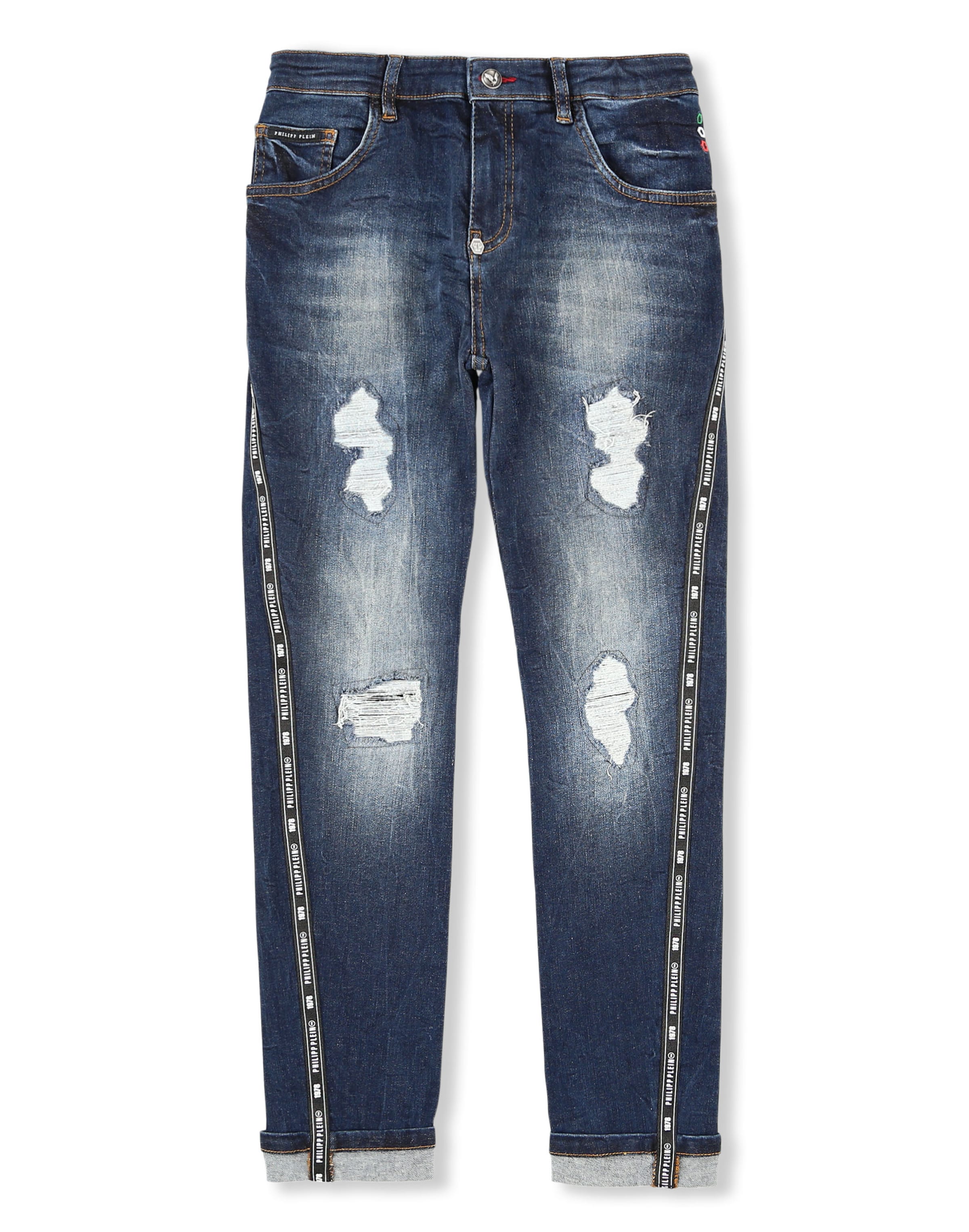 Philipp Plein Regular Jeans 'Skull' in Blau: Vorderseite