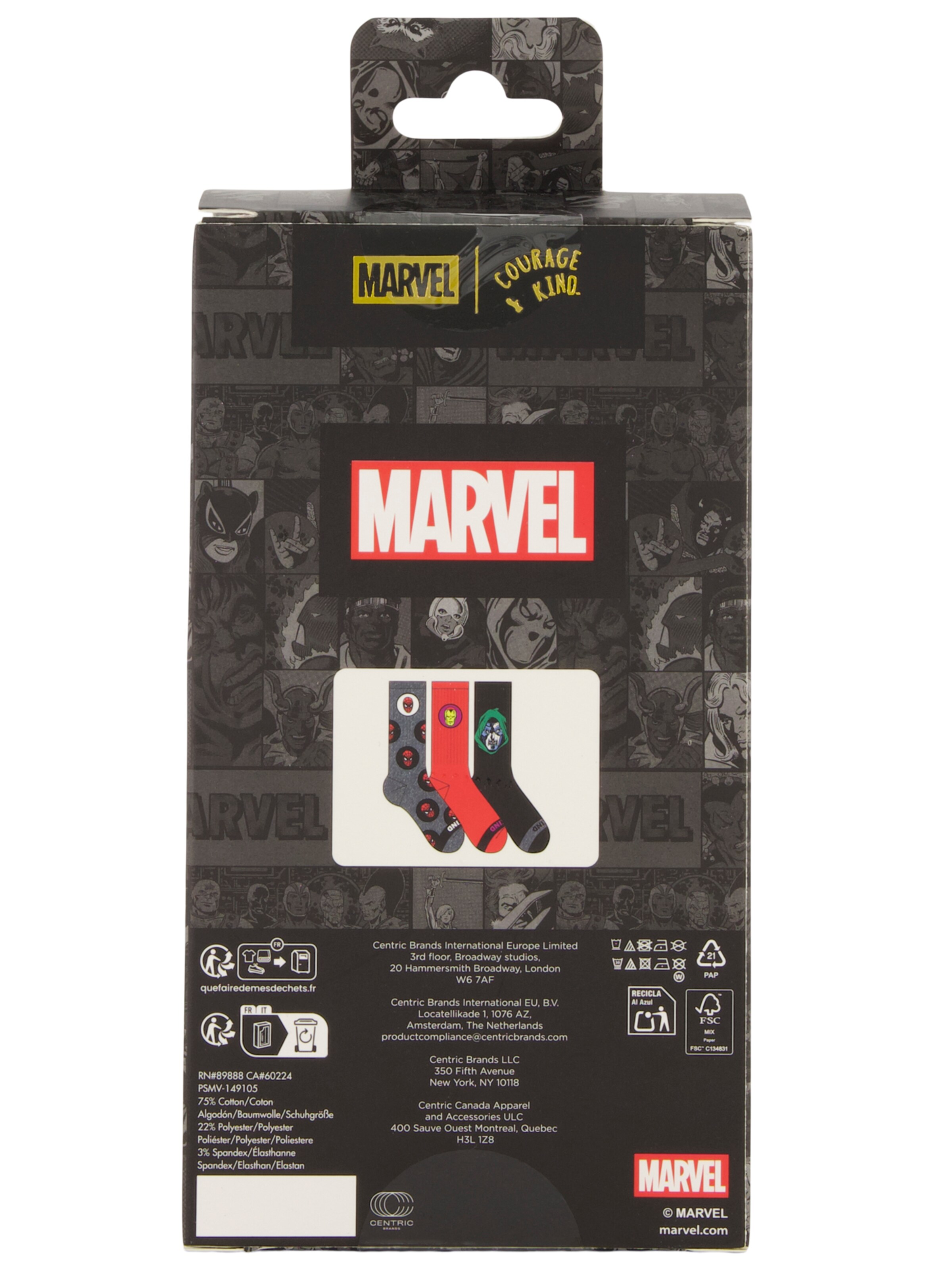 Chaussettes 'Marvel Comics' DISNEY en gris