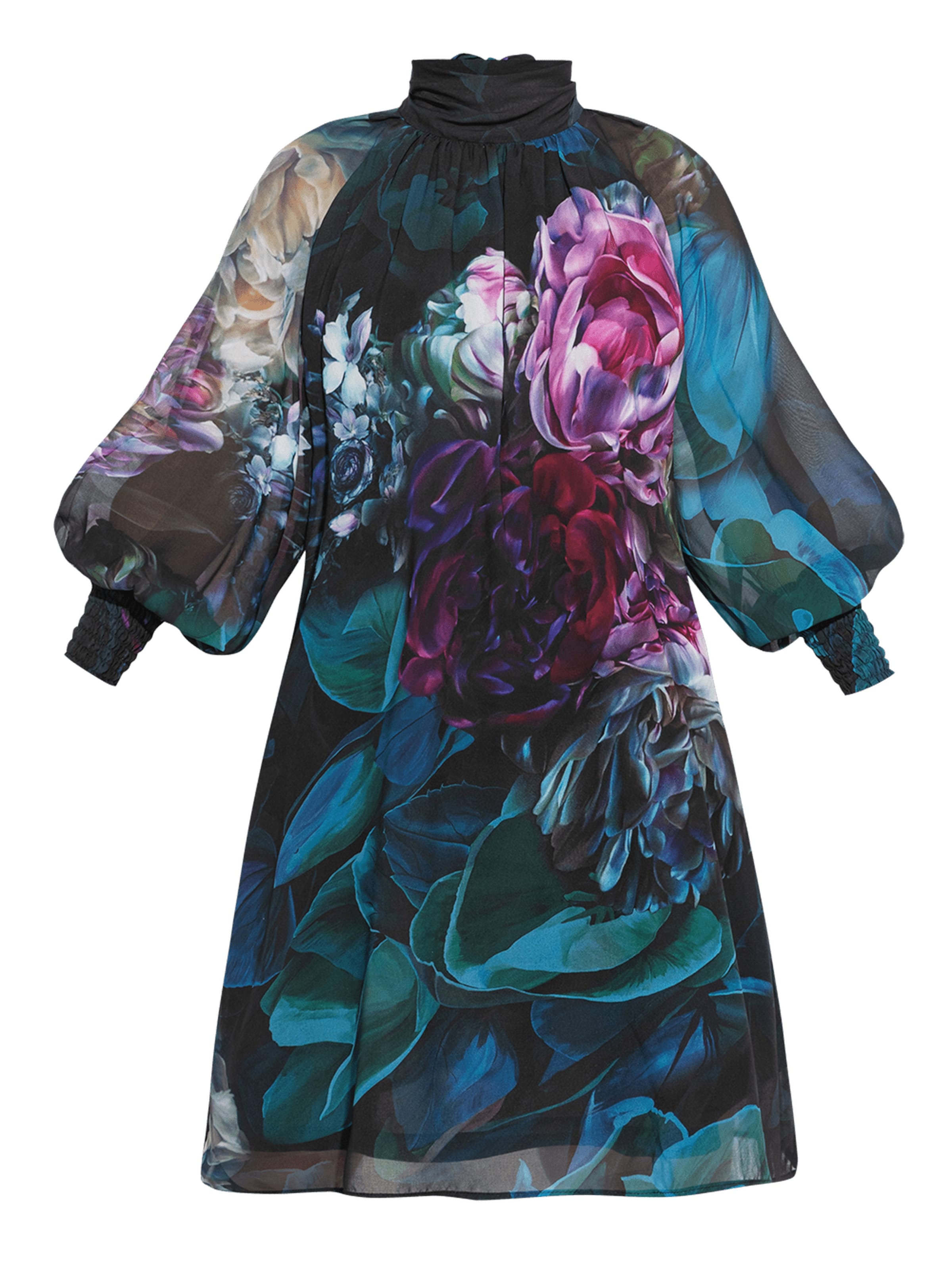 JIORO Kleid 'DESIGNER - PEONIES' in Mischfarben: Vorderseite