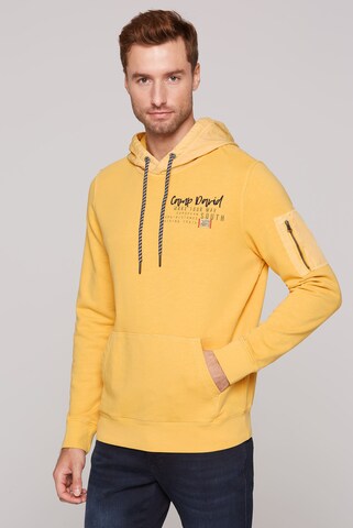 CAMP DAVID Hoodie im Materialmix mit Rücken-Print in Gelb: Vorderseite