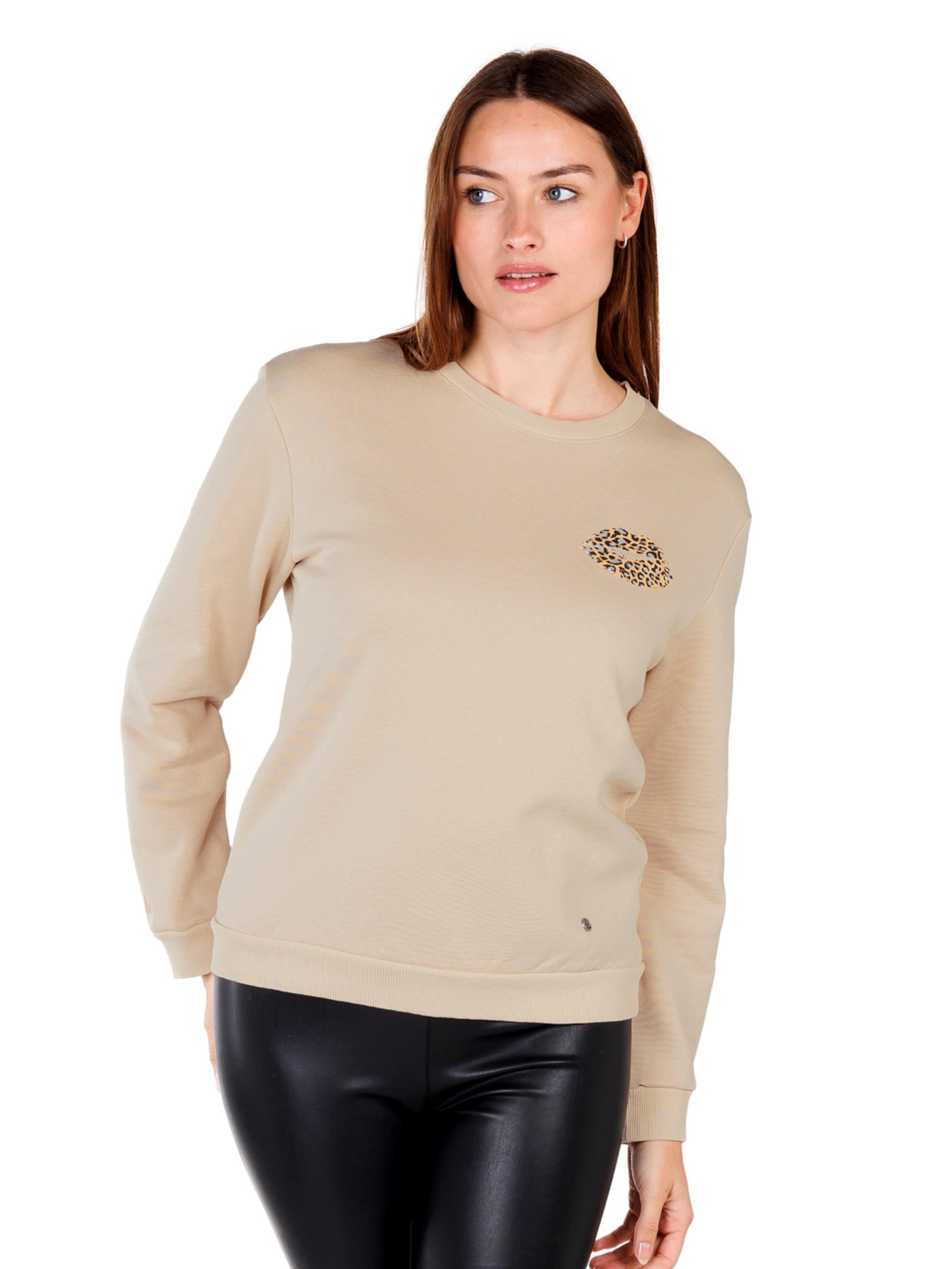 Key Largo Sweatshirt 'KISS' in Beige: voorkant