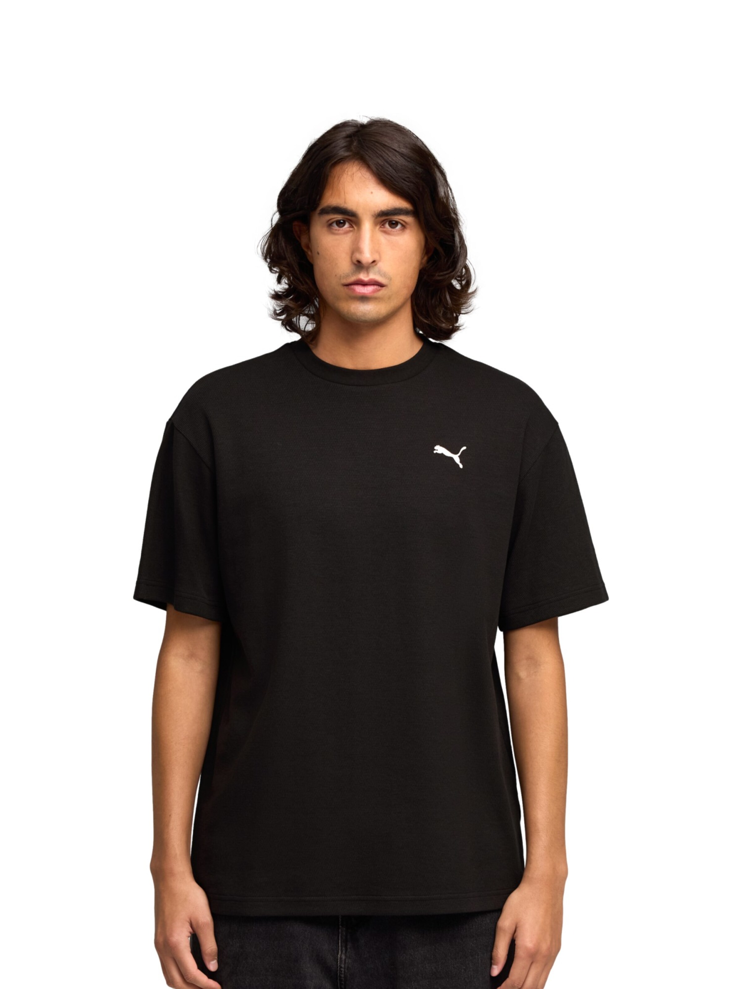 PUMA T-Shirt 'ESS ELEVATED' in Schwarz: Vorderseite