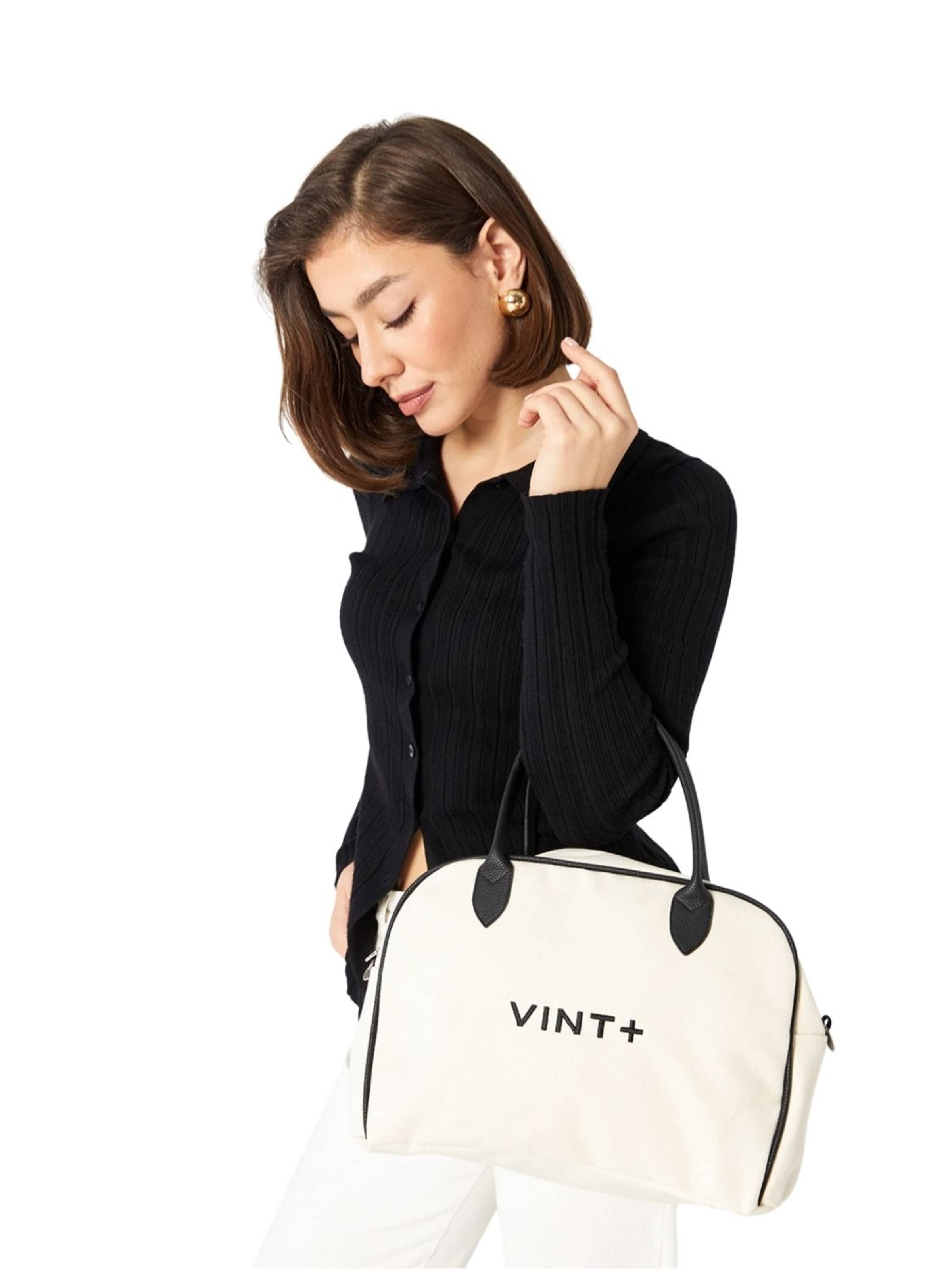 VINT+ Handbag 'Bowling Bag' in Beige