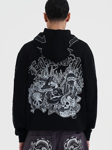 Ed Hardy - Sudadera con cremallera 'Mono Montage' en negro: frente