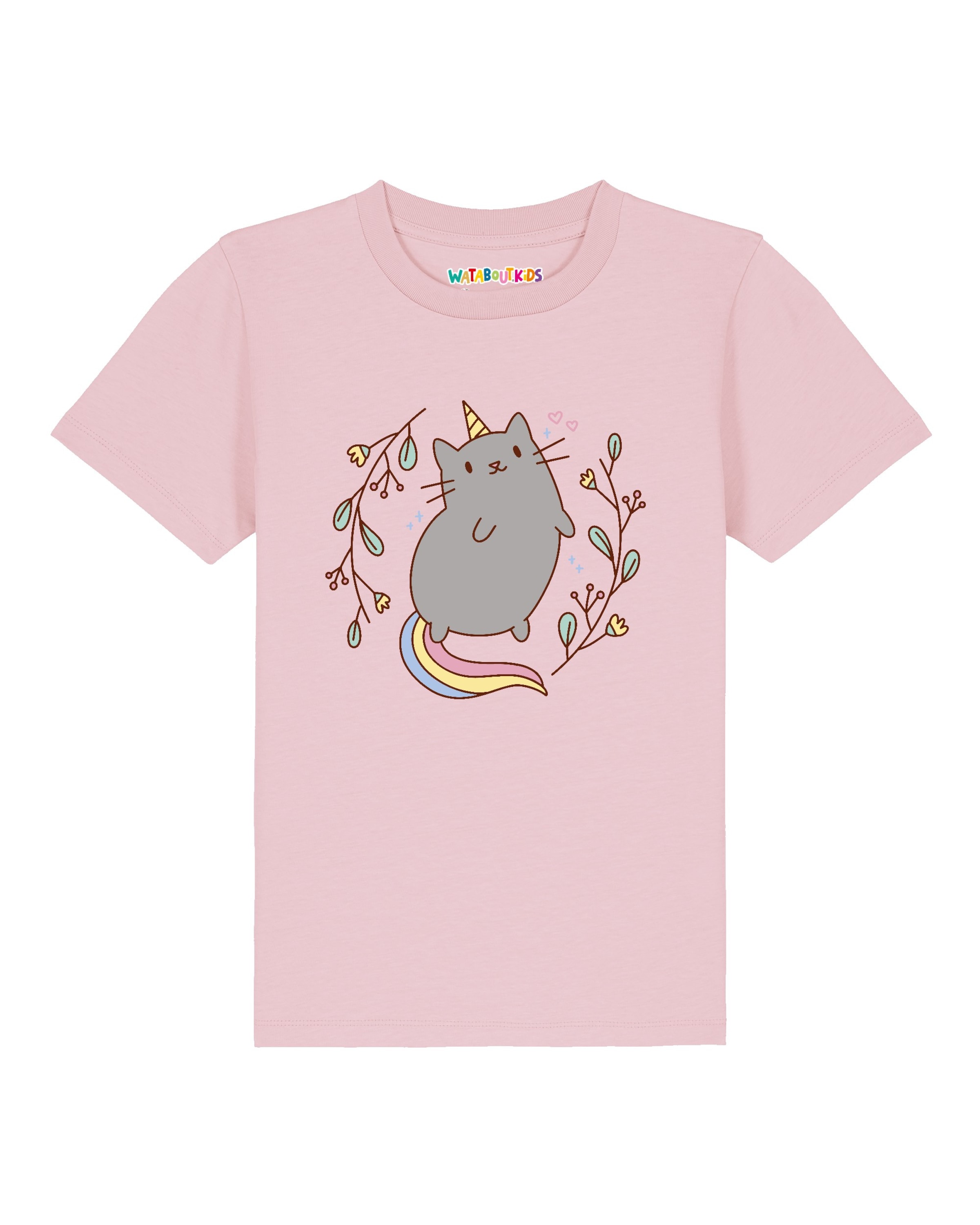 T-Shirt 'Unicorn Cat' watabout.kids en rose : devant