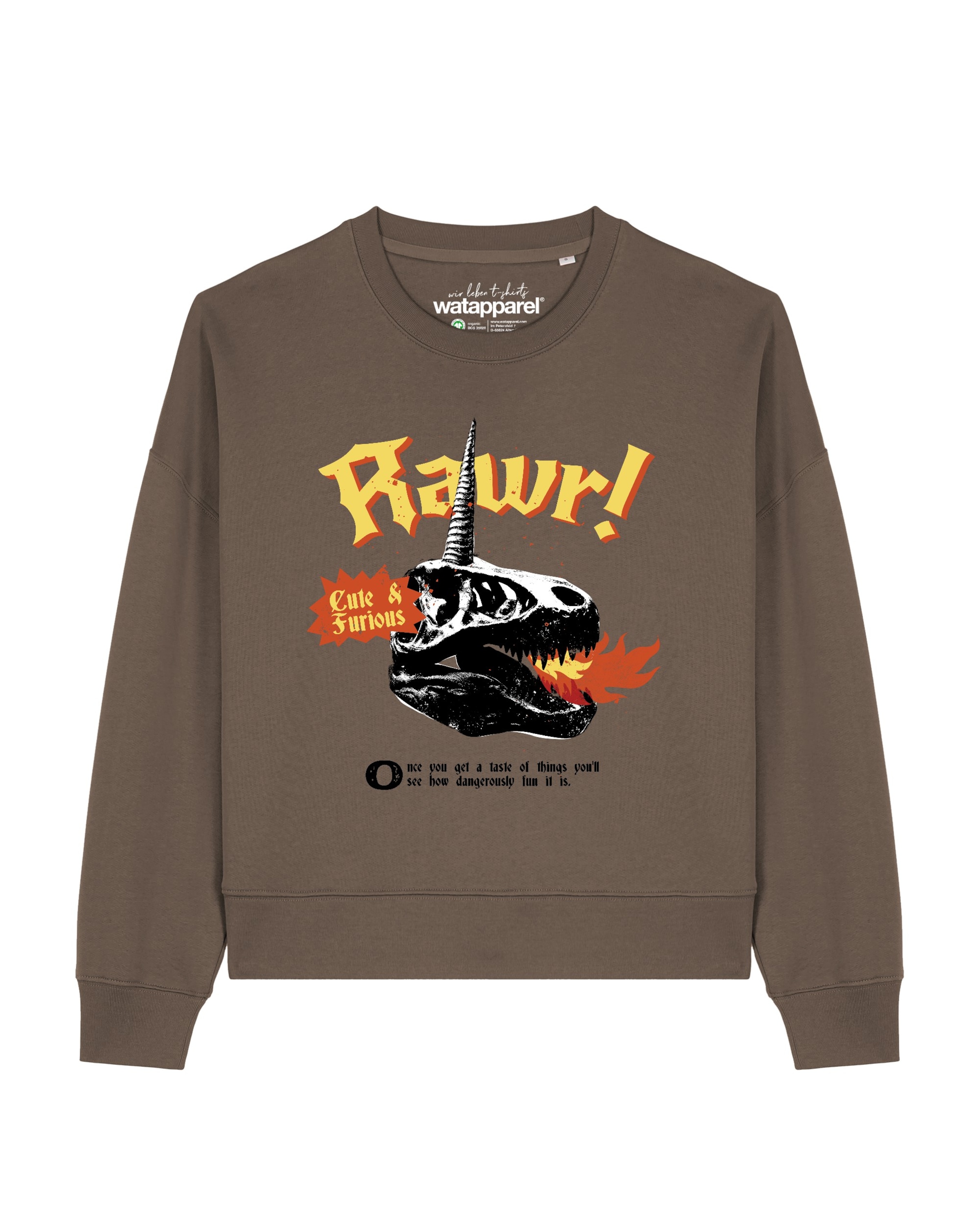 Sweat-shirt 'Rawr ' Watapparel en marron : devant