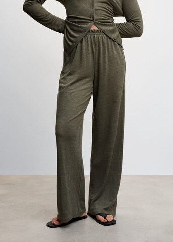 MANGO Wide leg Broek in Groen: voorkant