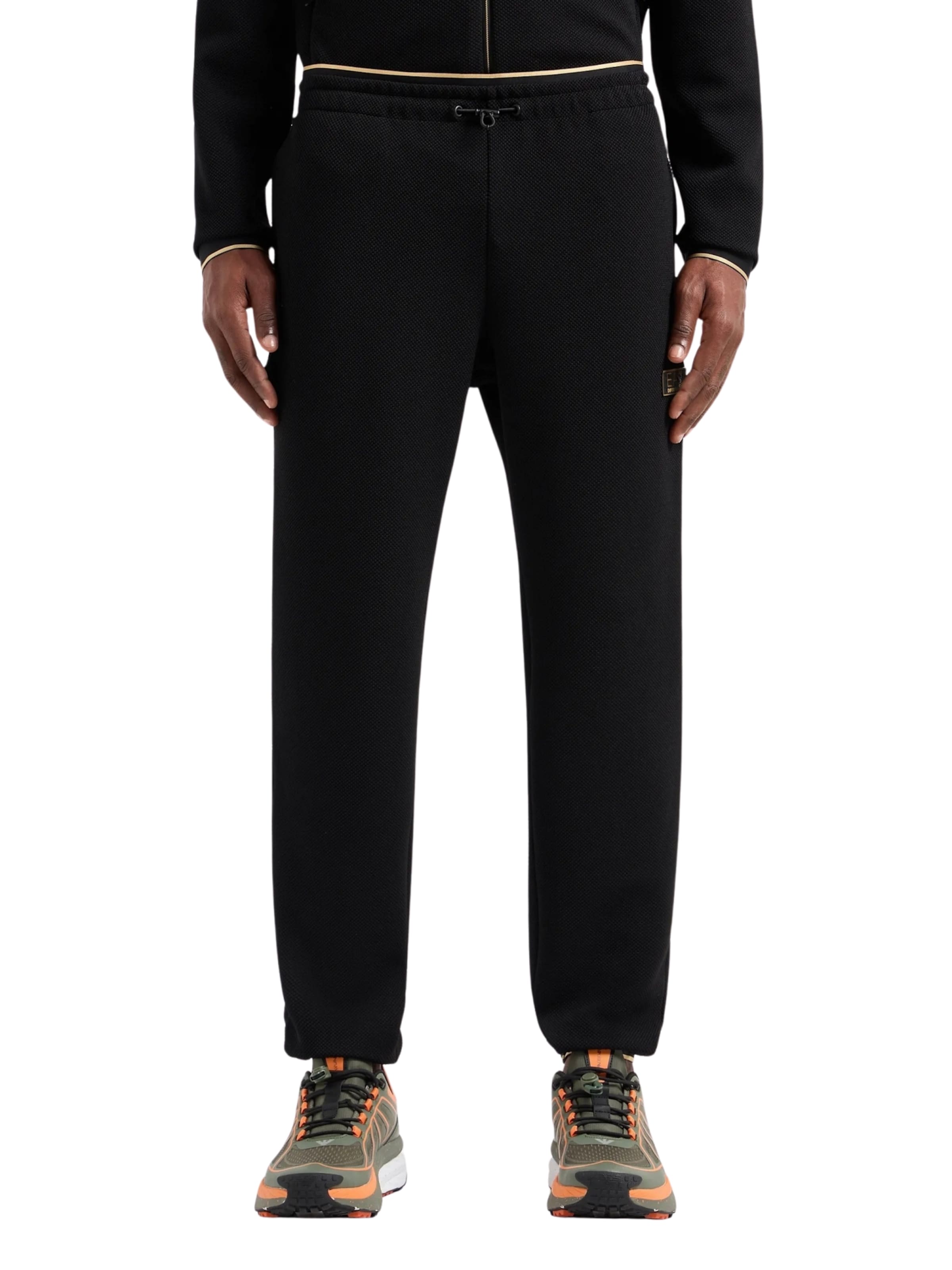 EA7 Emporio Armani Tapered Trousers in Black: front