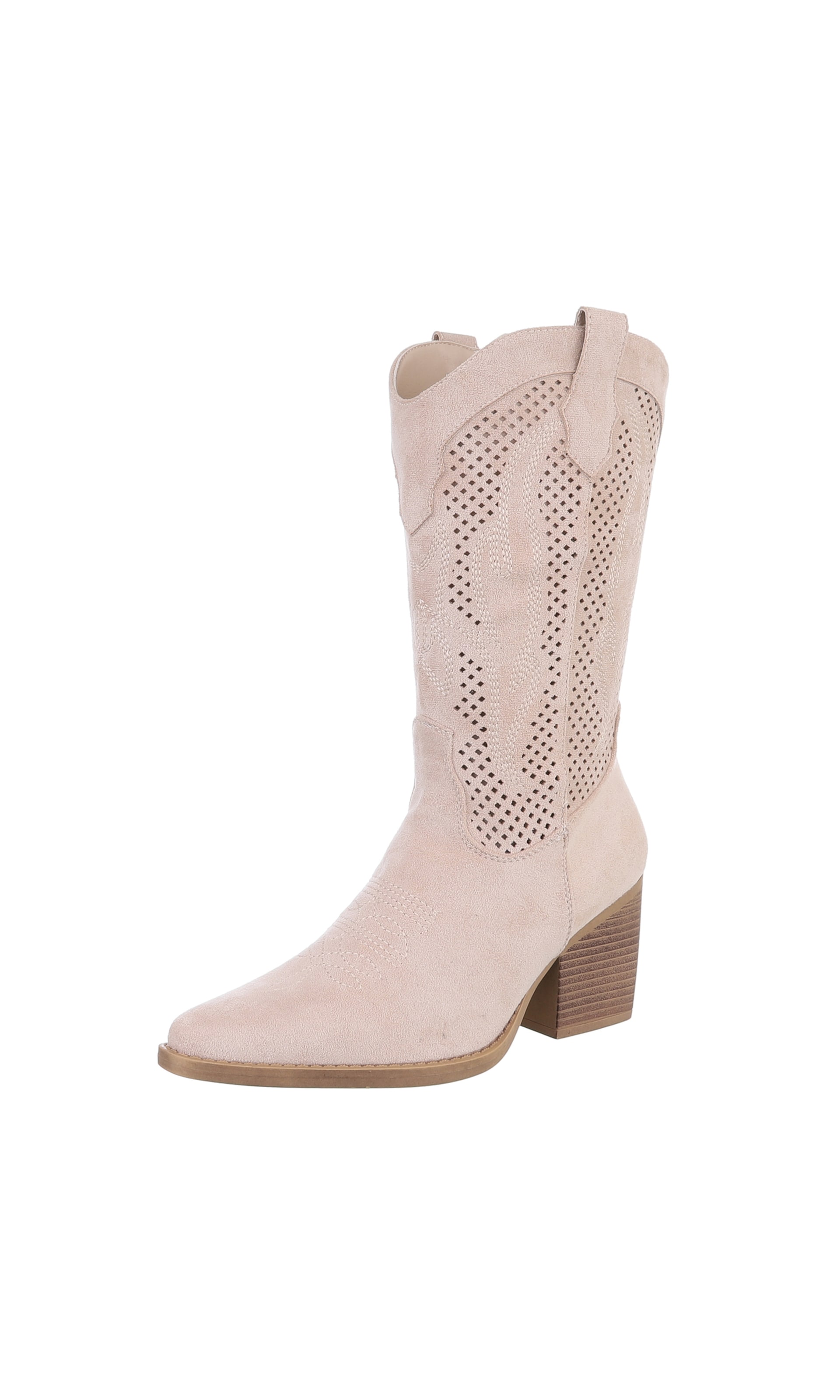 Ital-Design Cowboy Boots in Beige: front