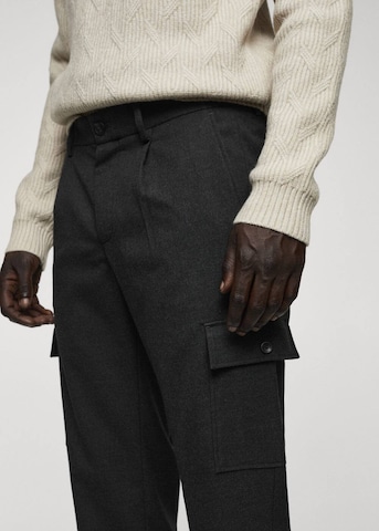MANGO MAN Slim fit Pleat-Front Pants 'Cronos' in Grey