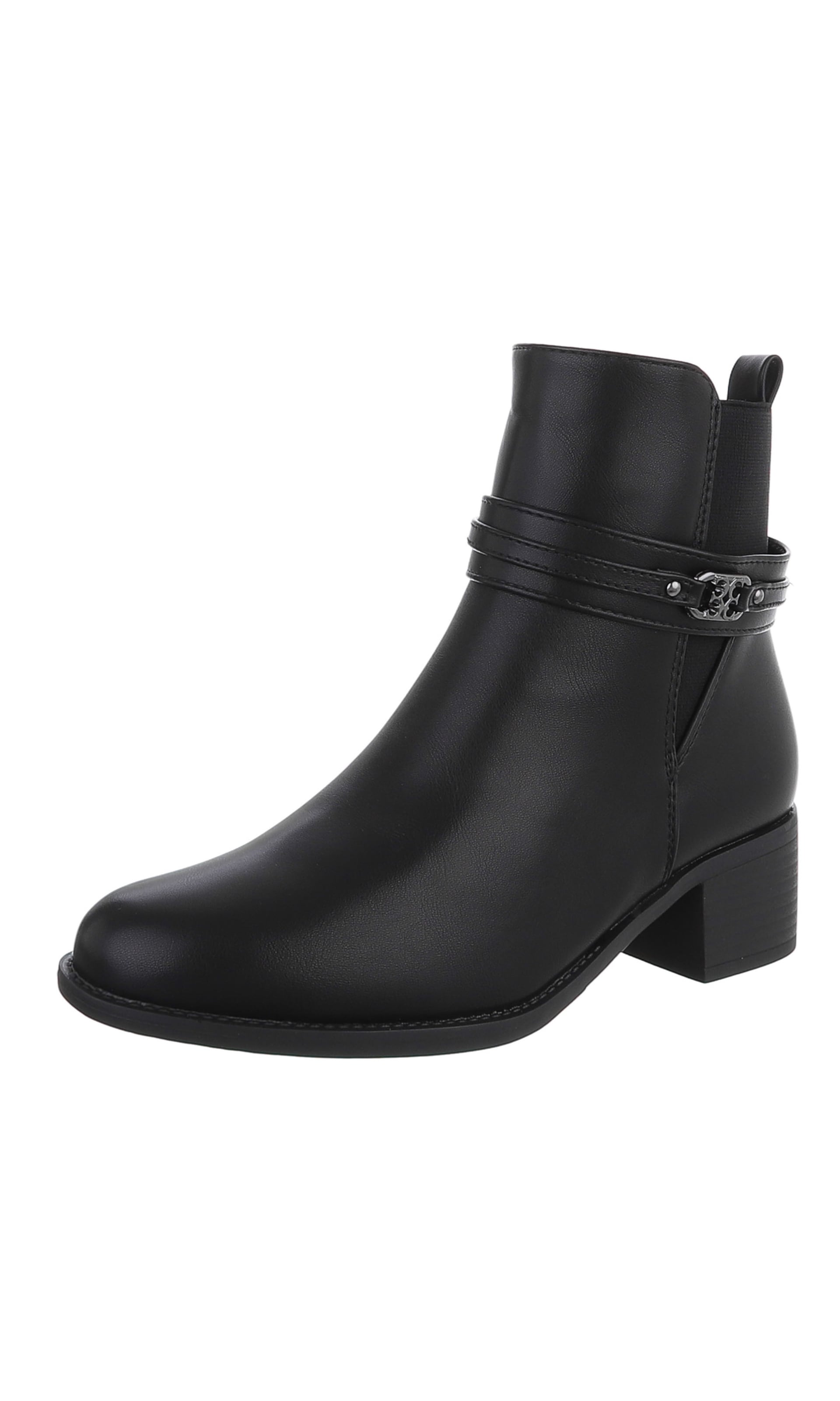 Ital-Design Stiefelette in Schwarz: Vorderseite