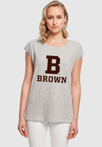Merchcode Shirt 'Brown University - B Initial' in Grijs: voorkant