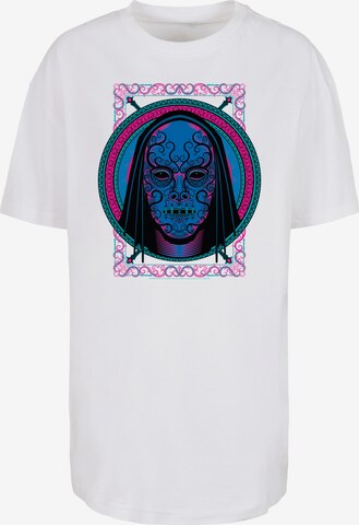 F4NT4STIC Oversized shirt 'Harry Potter Neon Death Eater Mask' in Wit: voorkant