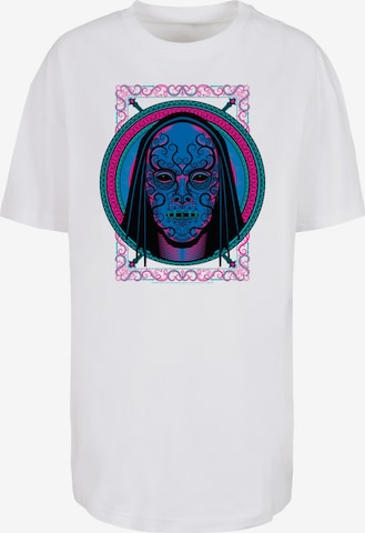F4NT4STIC Oversized shirt 'Harry Potter Neon Death Eater Mask' in Wit: voorkant
