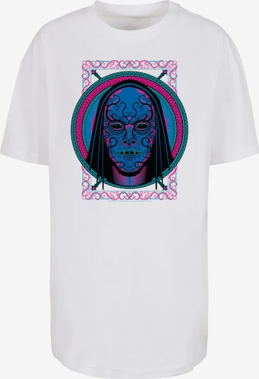 F4NT4STIC T-shirt oversize 'Harry Potter Neon Death Eater Mask' en bleu / rose / noir / blanc, Vue avec produit