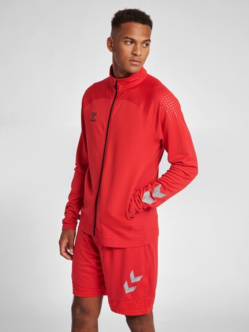 Hummel Athletic Zip-Up Hoodie 'Lead' in Red: front