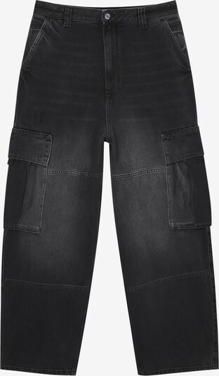 Pull&Bear Jeans cargo en noir denim, Vue avec produit