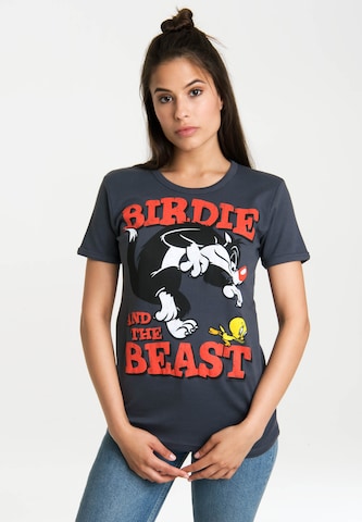 LOGOSHIRT Shirt 'Looney Tunes' in Blauw: voorkant