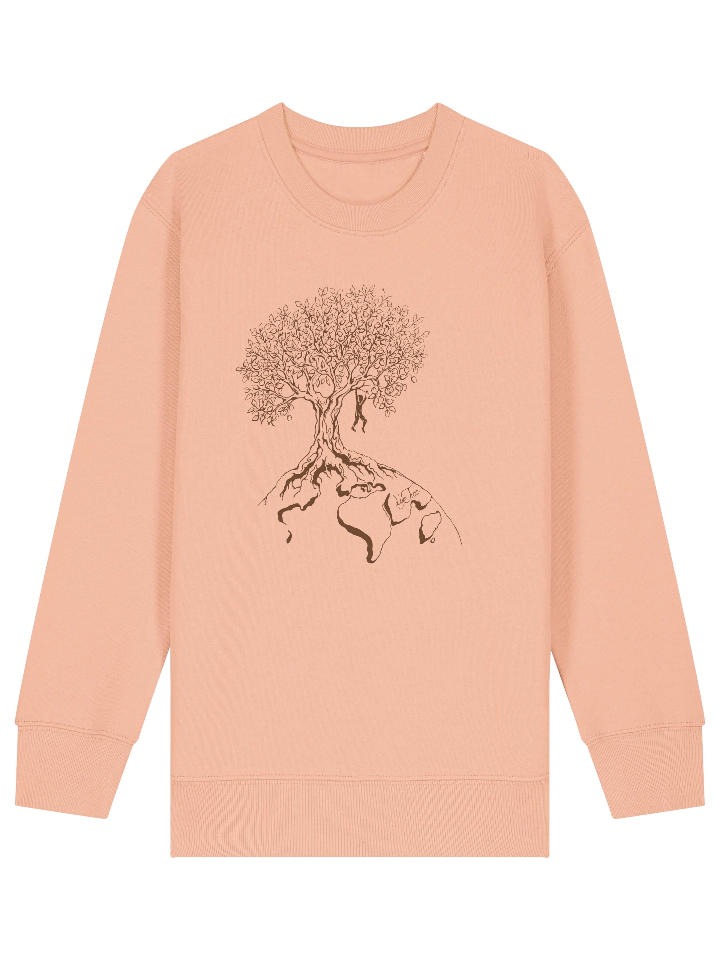 Life-Tree Sweatshirt 'Organic Fairwear Sweater Kids Unisex Hanging On' in Orange: front