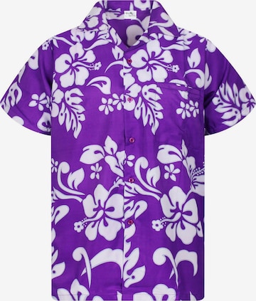 King Kameha Shirt 'Hibiscus' in Lila: Vorderseite