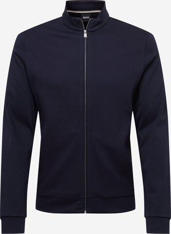 BOSS Zip-Up Hoodie 'Skiles' in Blue: front