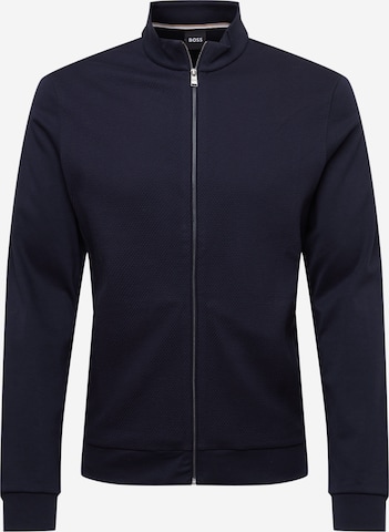 BOSS Black Zip-Up Hoodie 'Skiles' in Blue: front